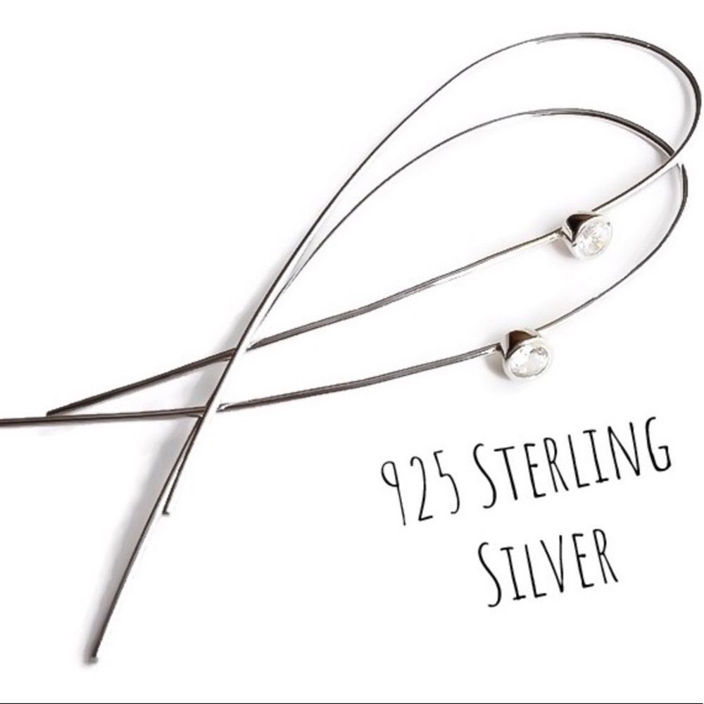 ✨925 Diamond Threader Hoops✨ - Picture 3 of 4